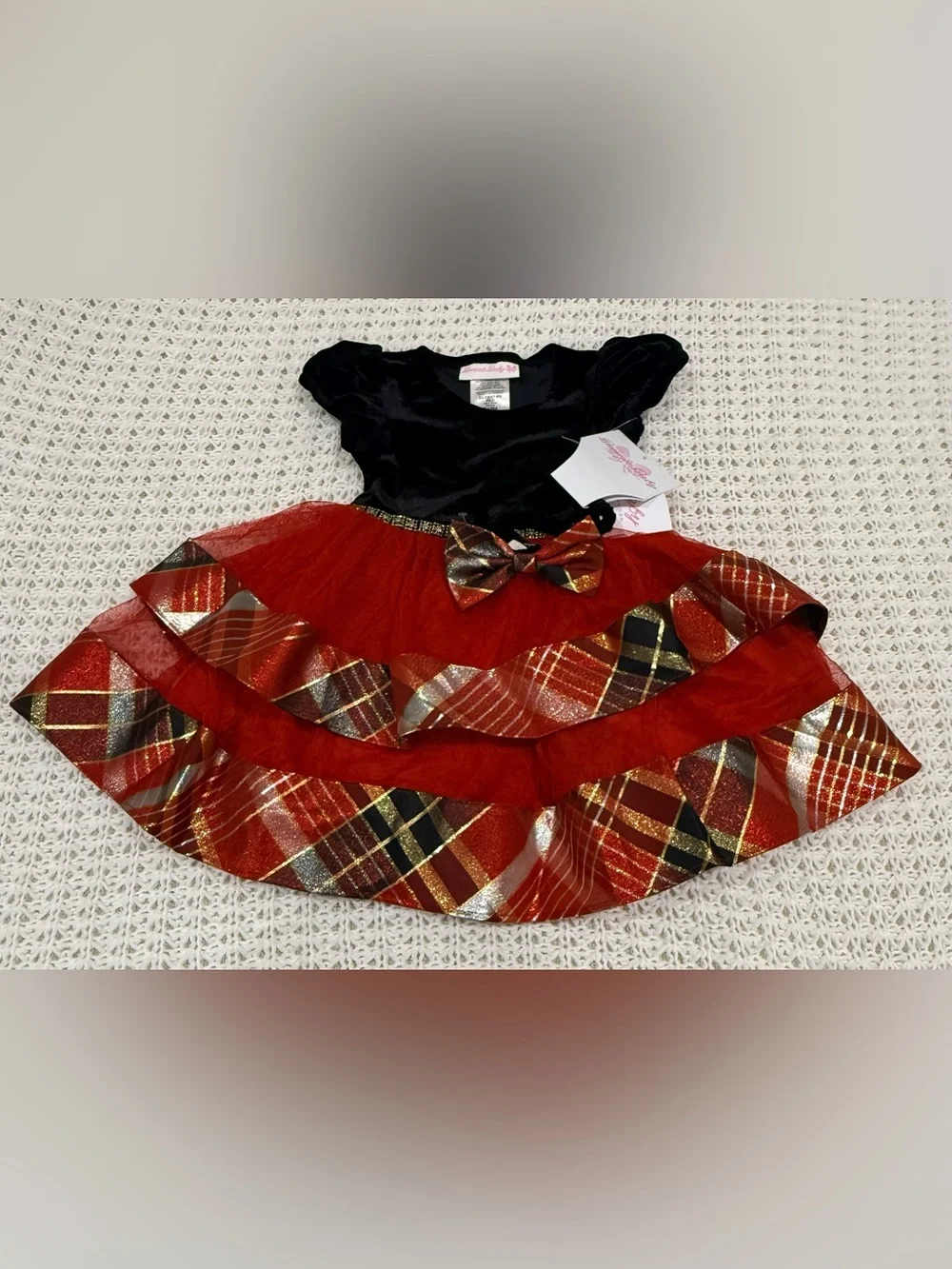 Bonnie baby girl holiday dress with a black velvet bodice & layered skirt sz 18m
